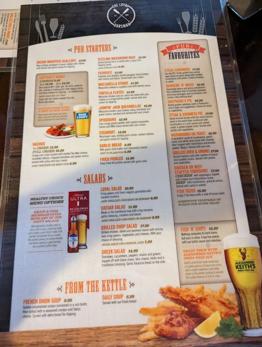 Menu, The Loyal Oarsman