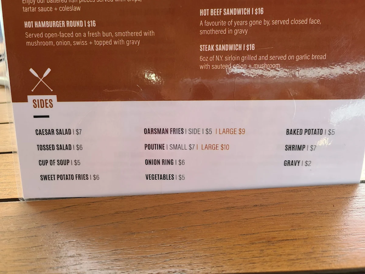 Menu, The Loyal Oarsman
