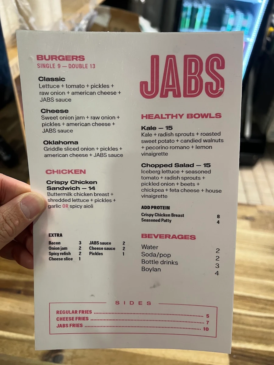 Menu, JABS - St Clair West
