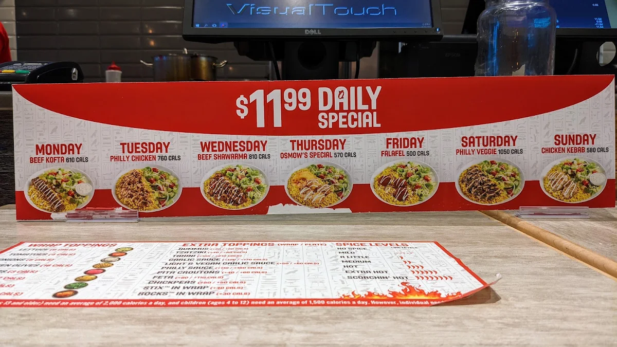 Menu, Osmow's Shawarma