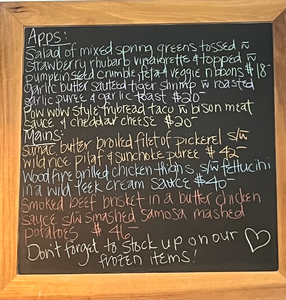 Menu, The Flying Chestnut Kitchen