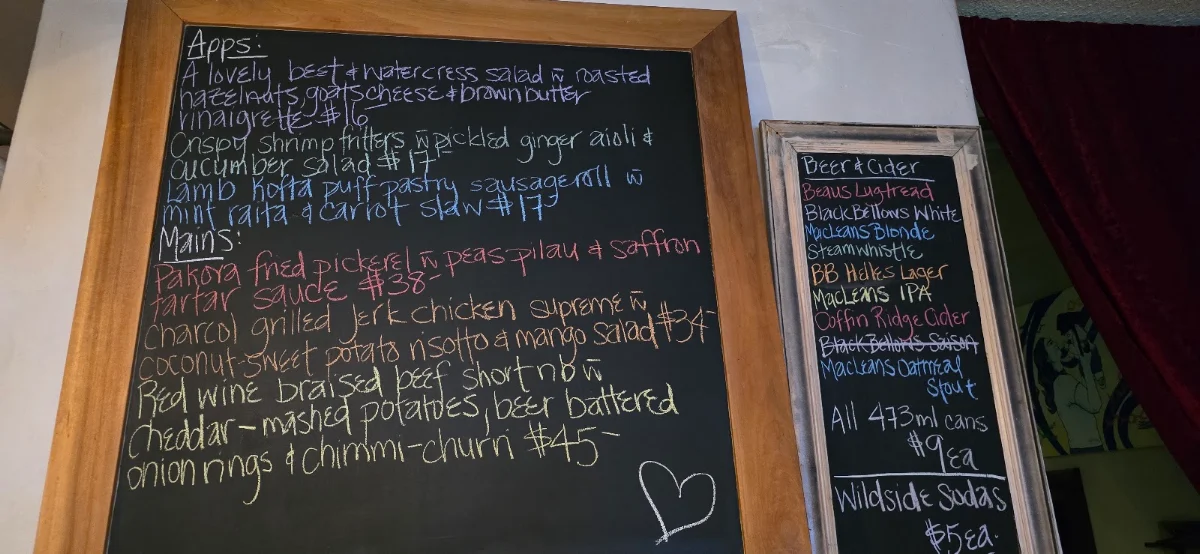 Menu, The Flying Chestnut Kitchen