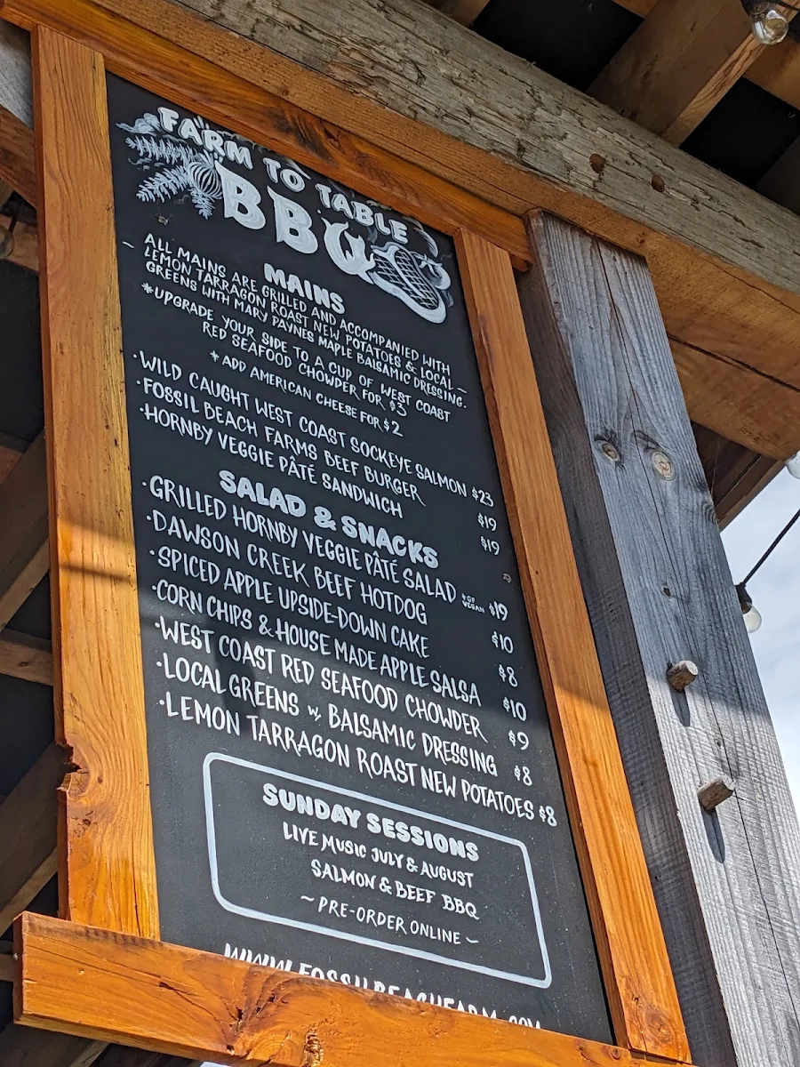 Menu, Fossil Beach Farm