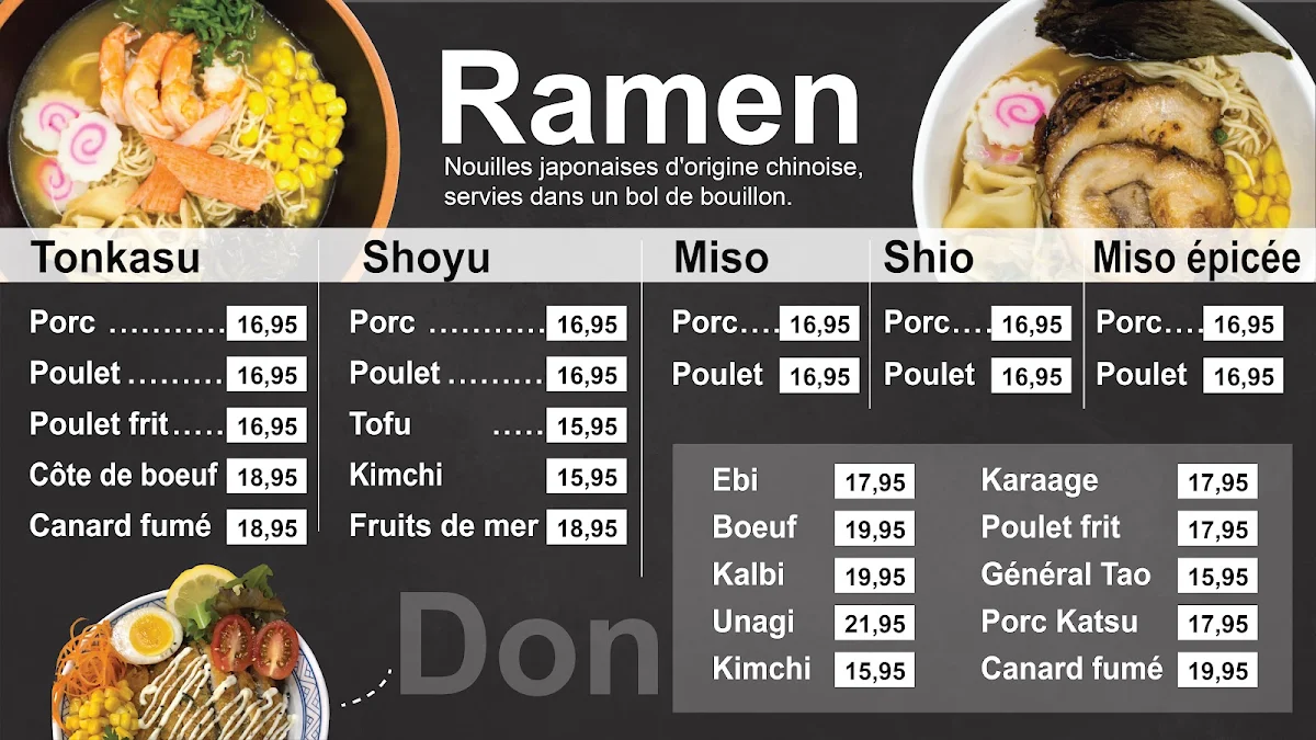 Menu, Chika Ramen Express