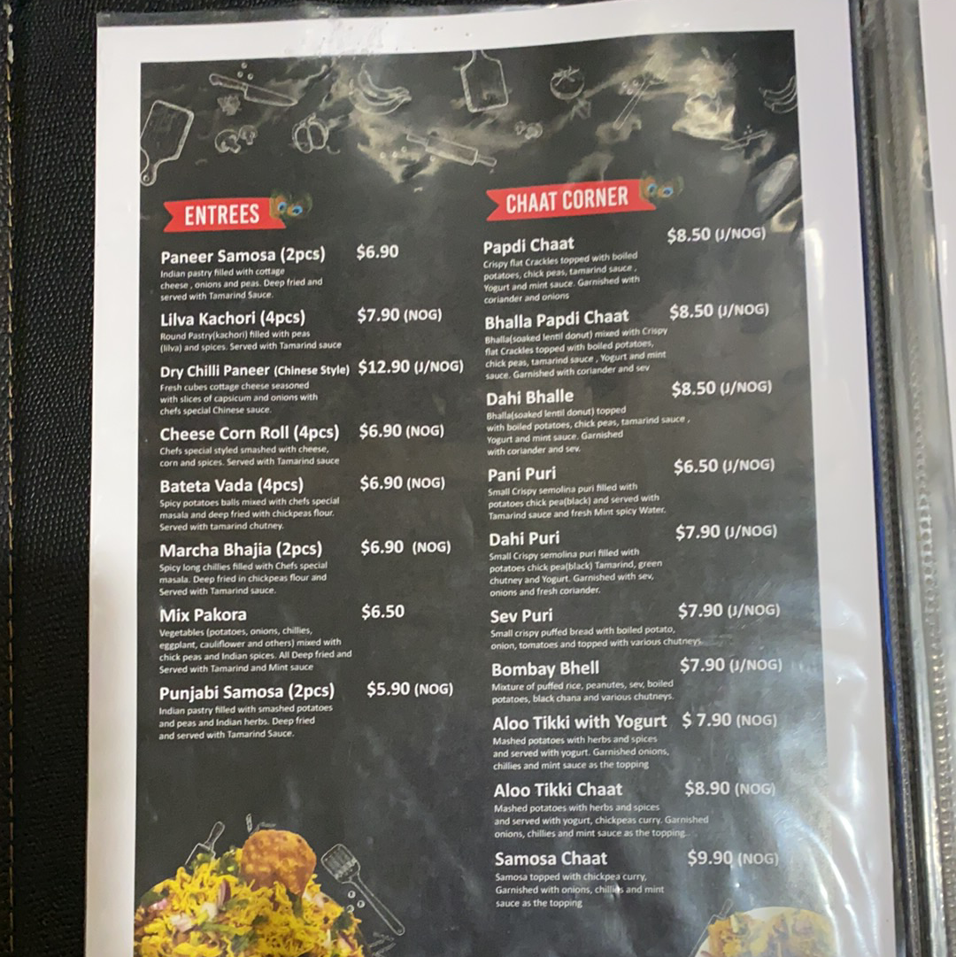 Menu, Savariya - Pure Vegetarian Eatery