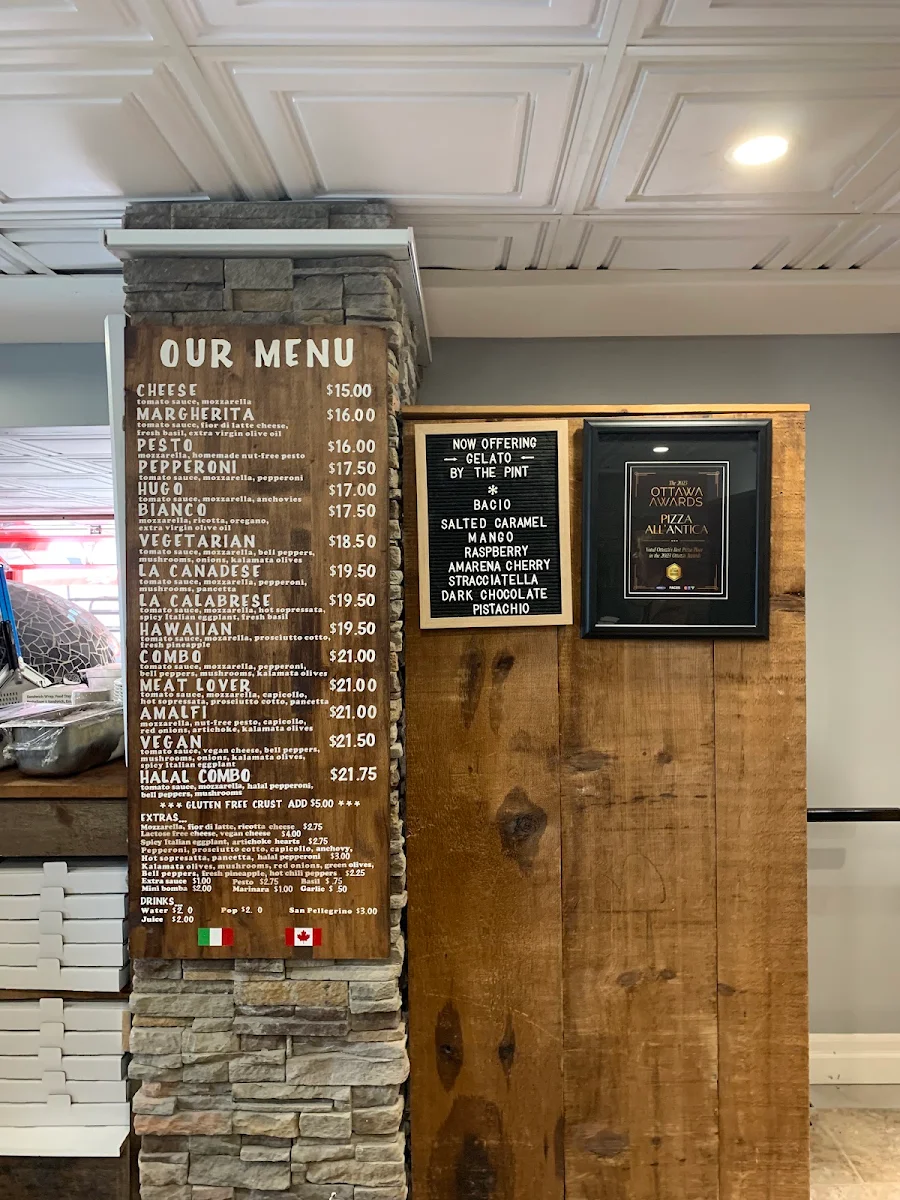 Menu, Pizza All'Antica