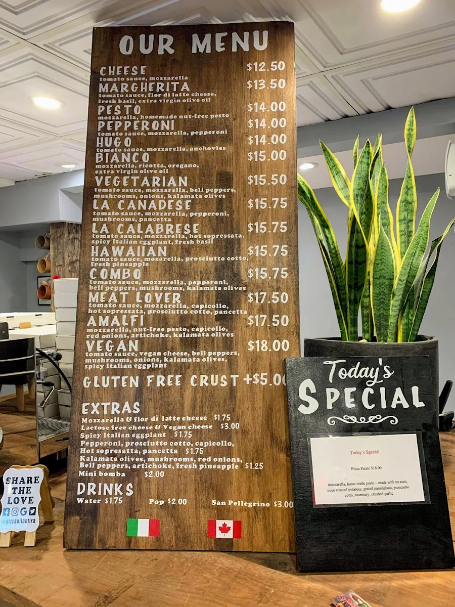 Menu, Pizza All'Antica