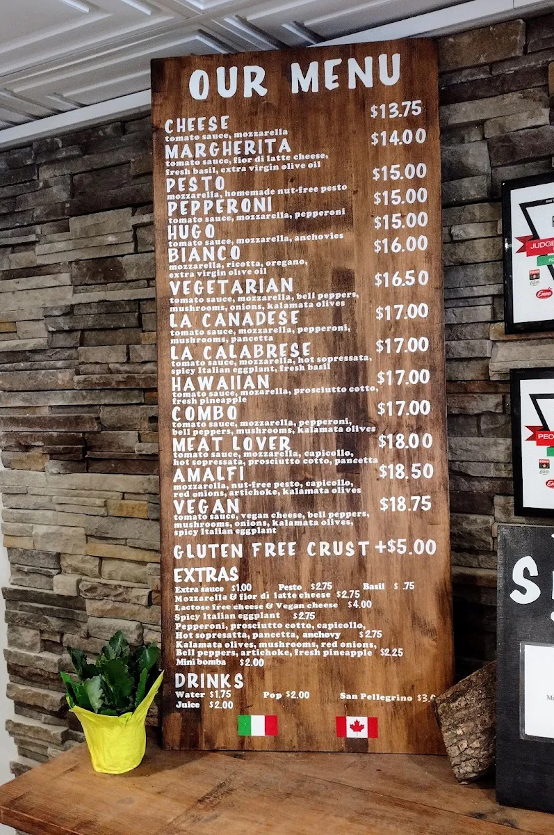 Menu, Pizza All'Antica