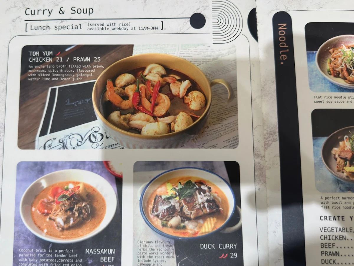 Menu, Sabiang Thai Tallawong