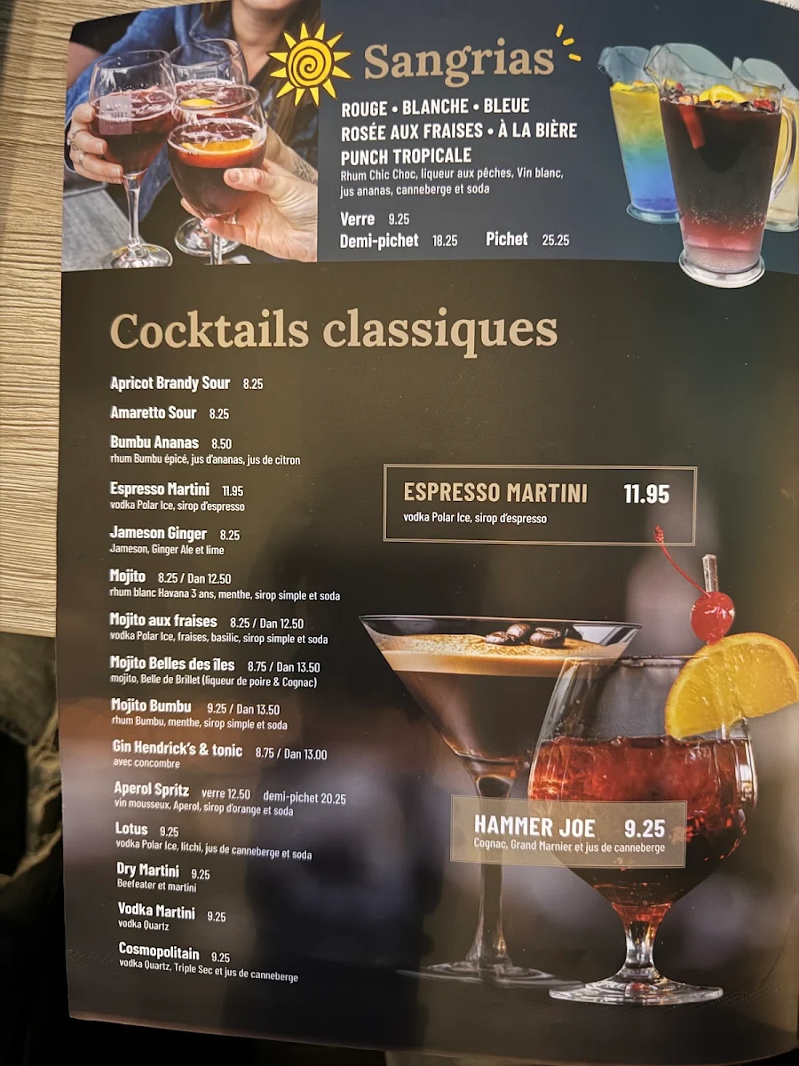 Menu, Brasserie Daniel Lapointe Victoriaville
