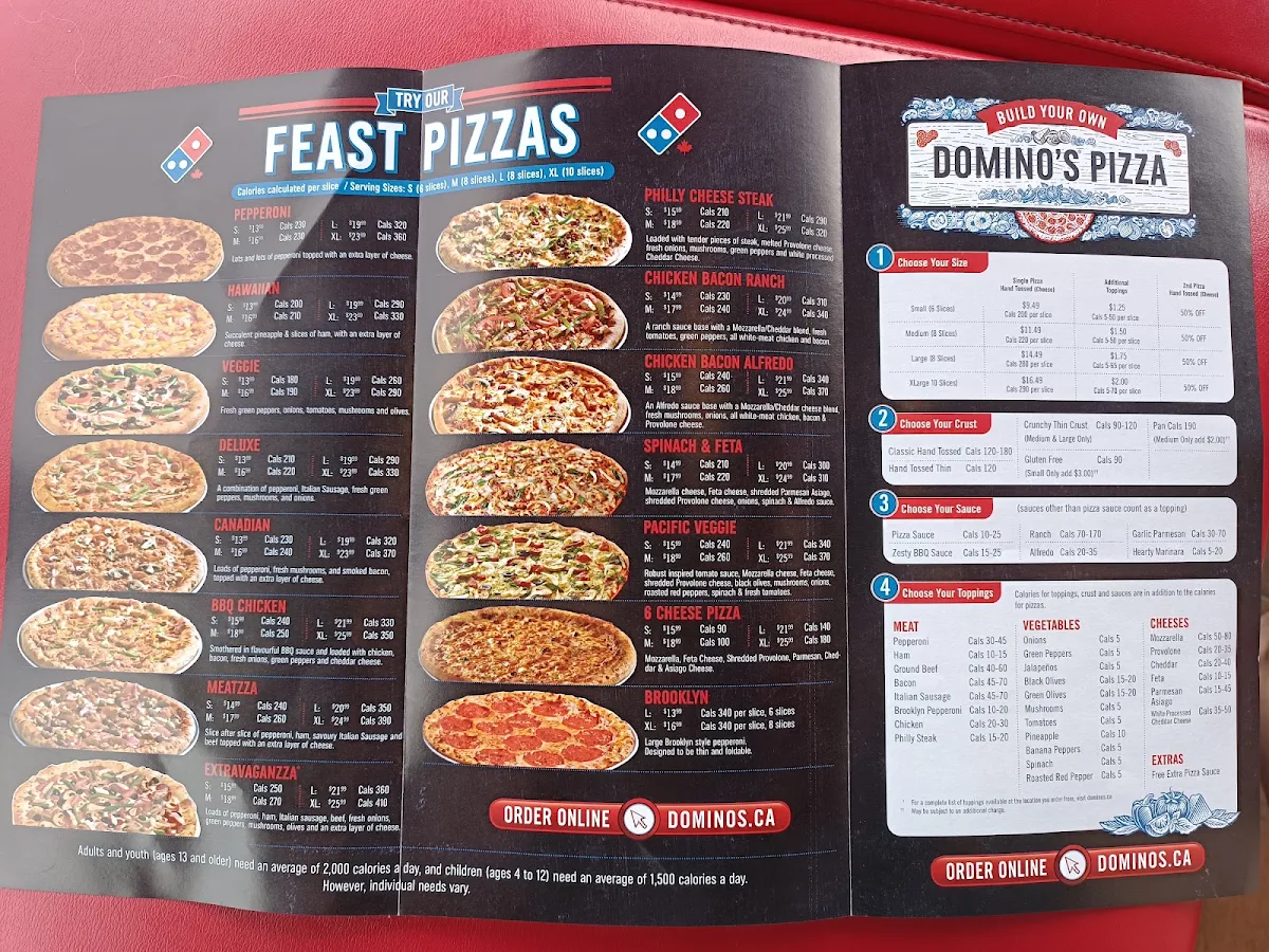 Menu, Domino's Pizza
