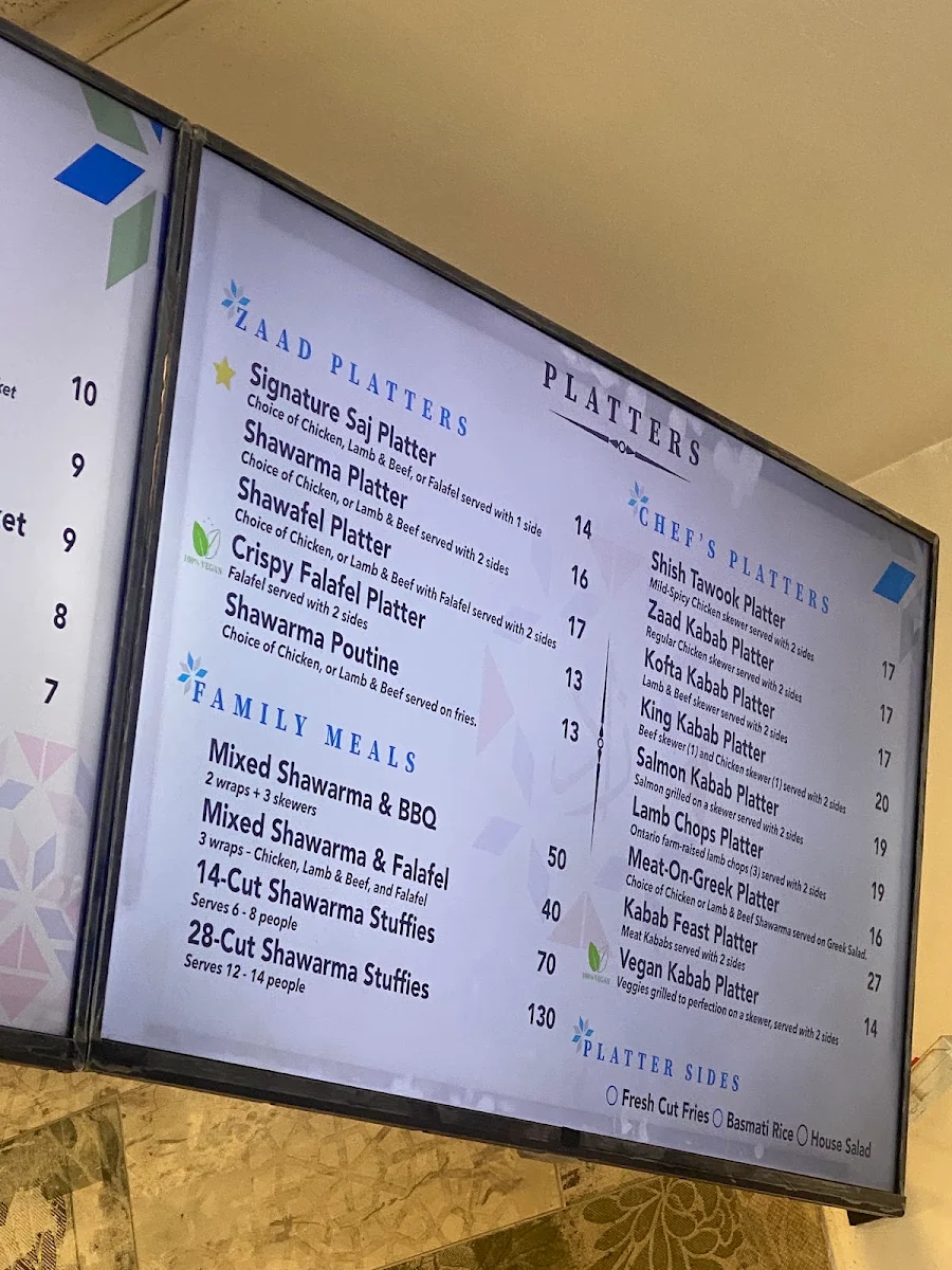 Menu, Zaad