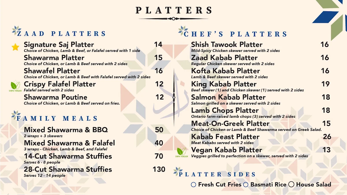 Menu, Zaad