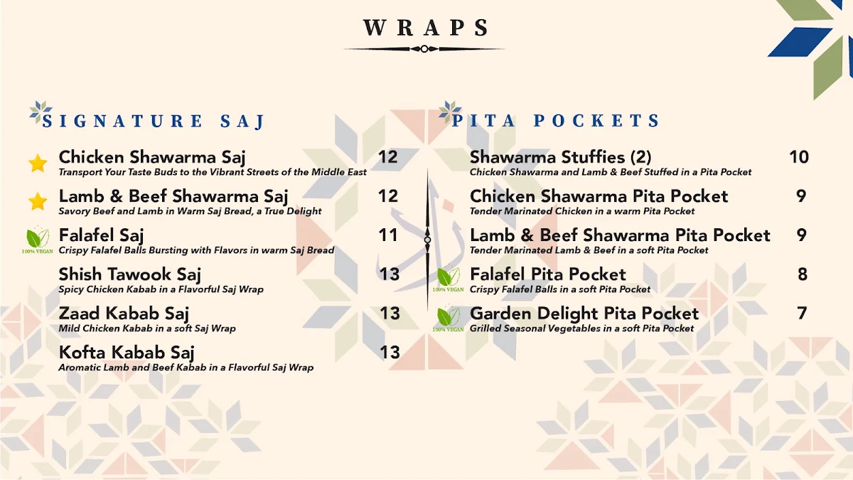 Menu, Zaad