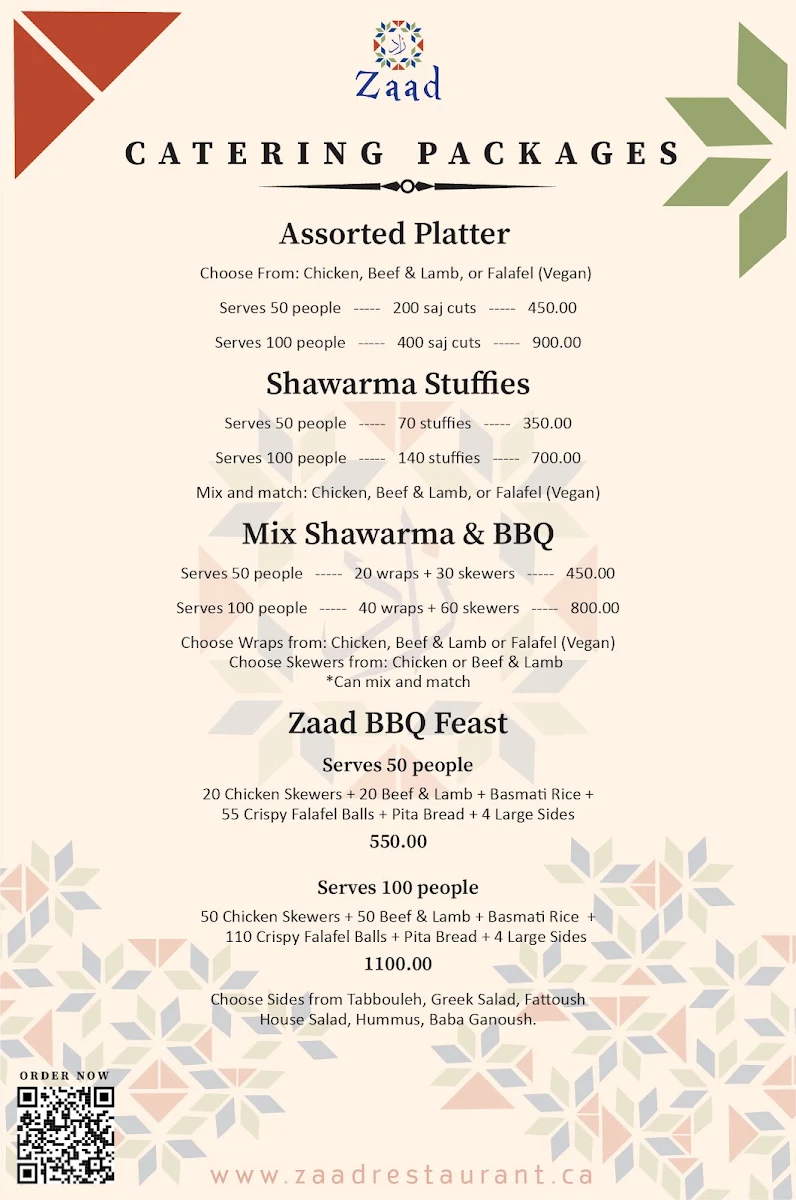 Menu, Zaad