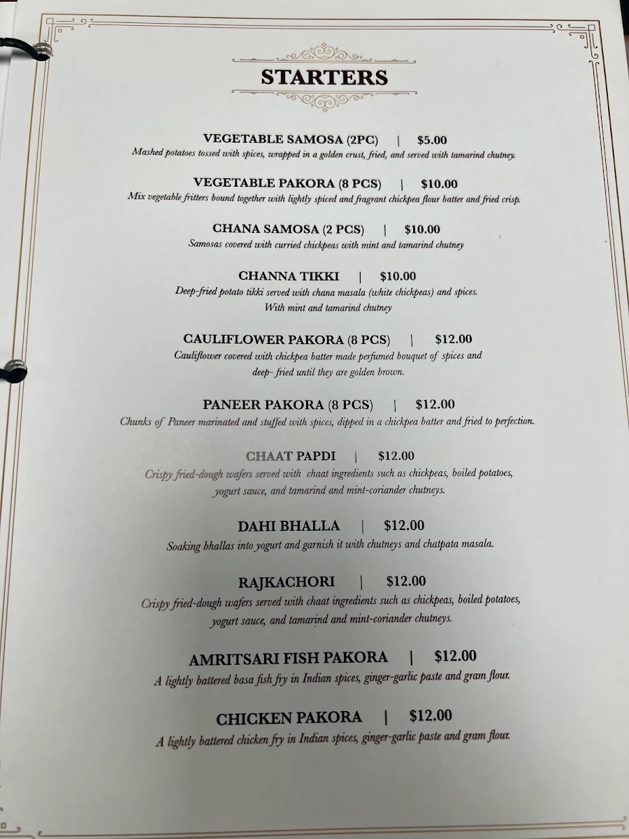 Menu, Royal Indian Buffet and Sweets