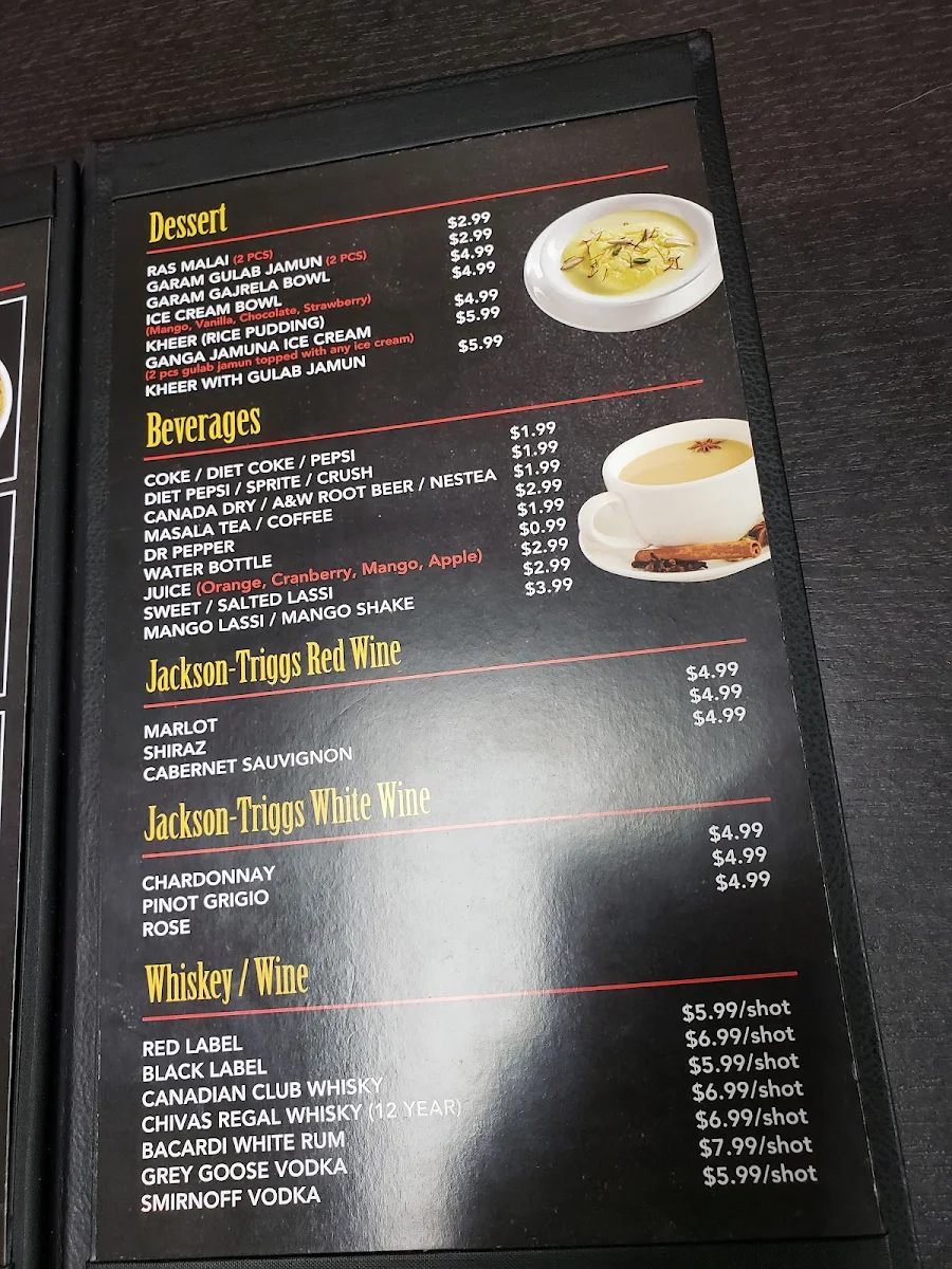 Menu, Royal Indian Buffet and Sweets
