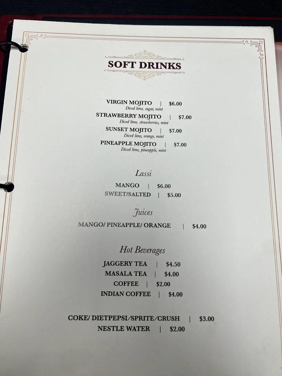 Menu, Royal Indian Buffet and Sweets