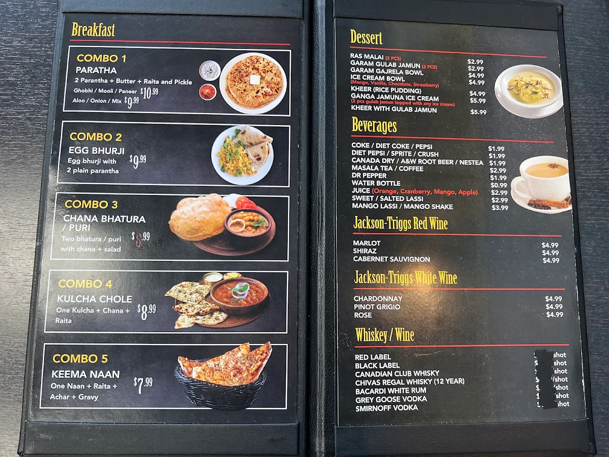 Menu, Royal Indian Buffet and Sweets