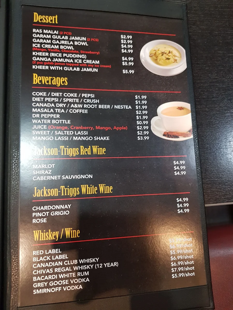Menu, Royal Indian Buffet and Sweets