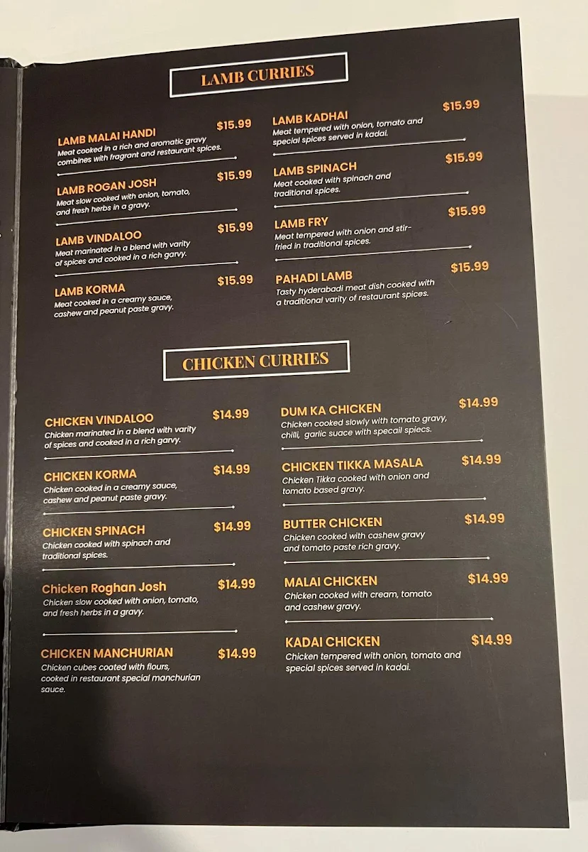Menu, 4 Seasons Kitchen Indian Restaurant