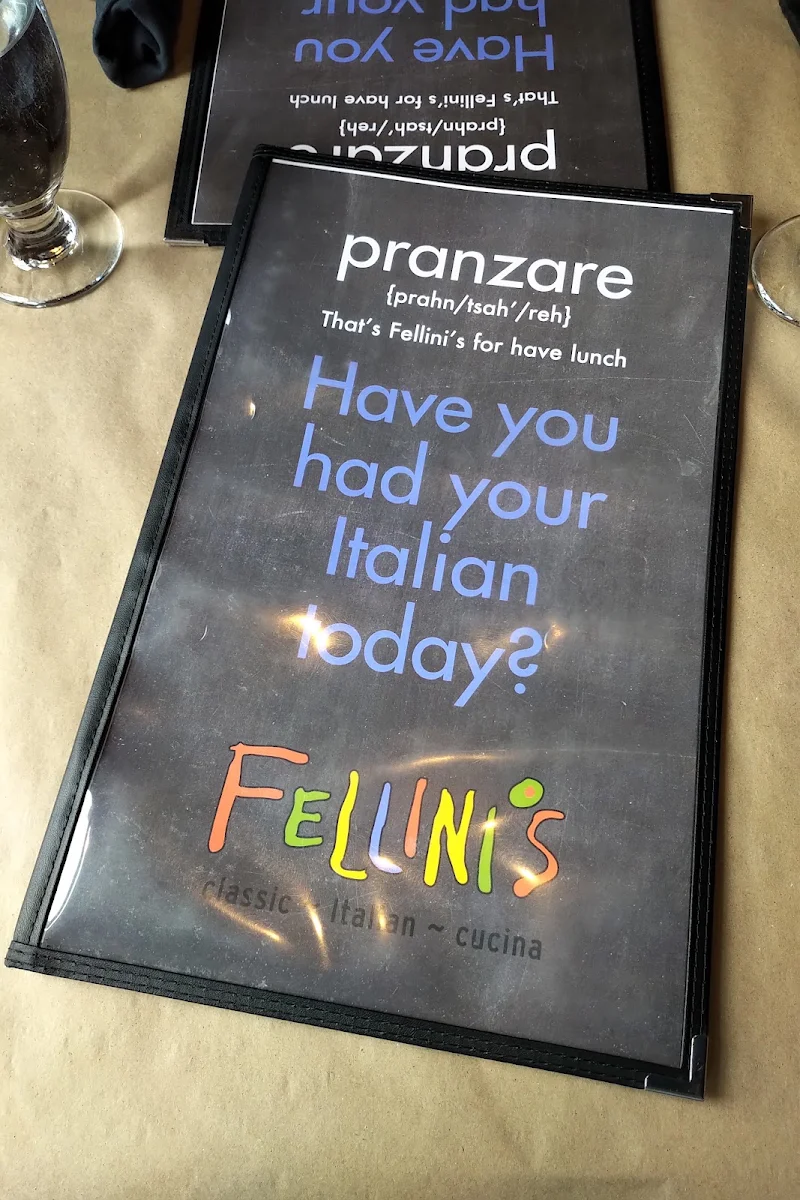 Menu, Fellini's - classic Italian cucina