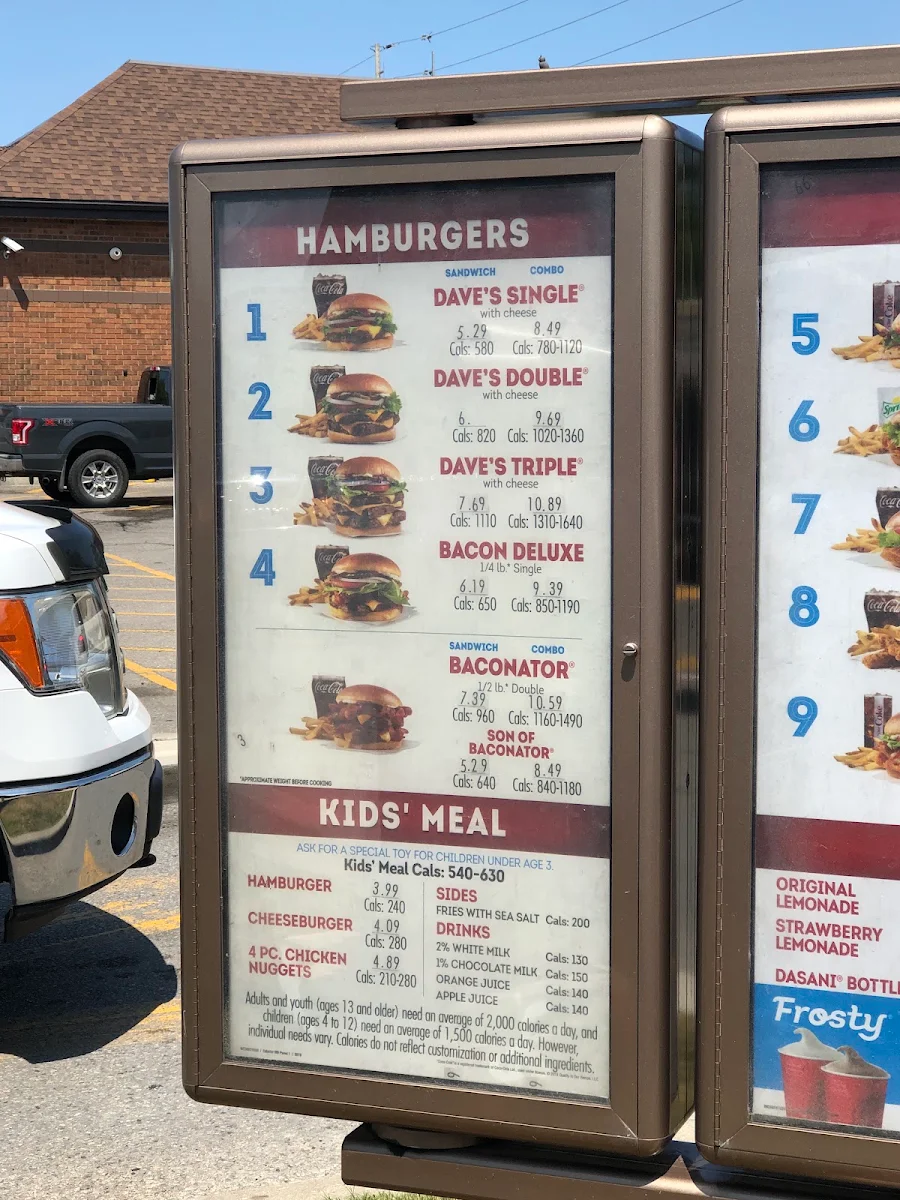 Menu, Wendy's