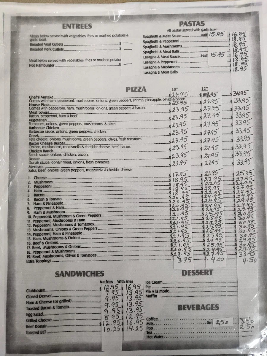 Menu, Winfield Family Restaurant