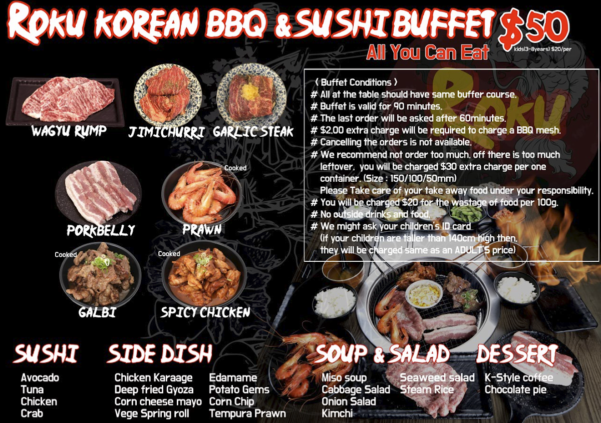 Menu, ROKU Sushi & Korean BBQ Bar