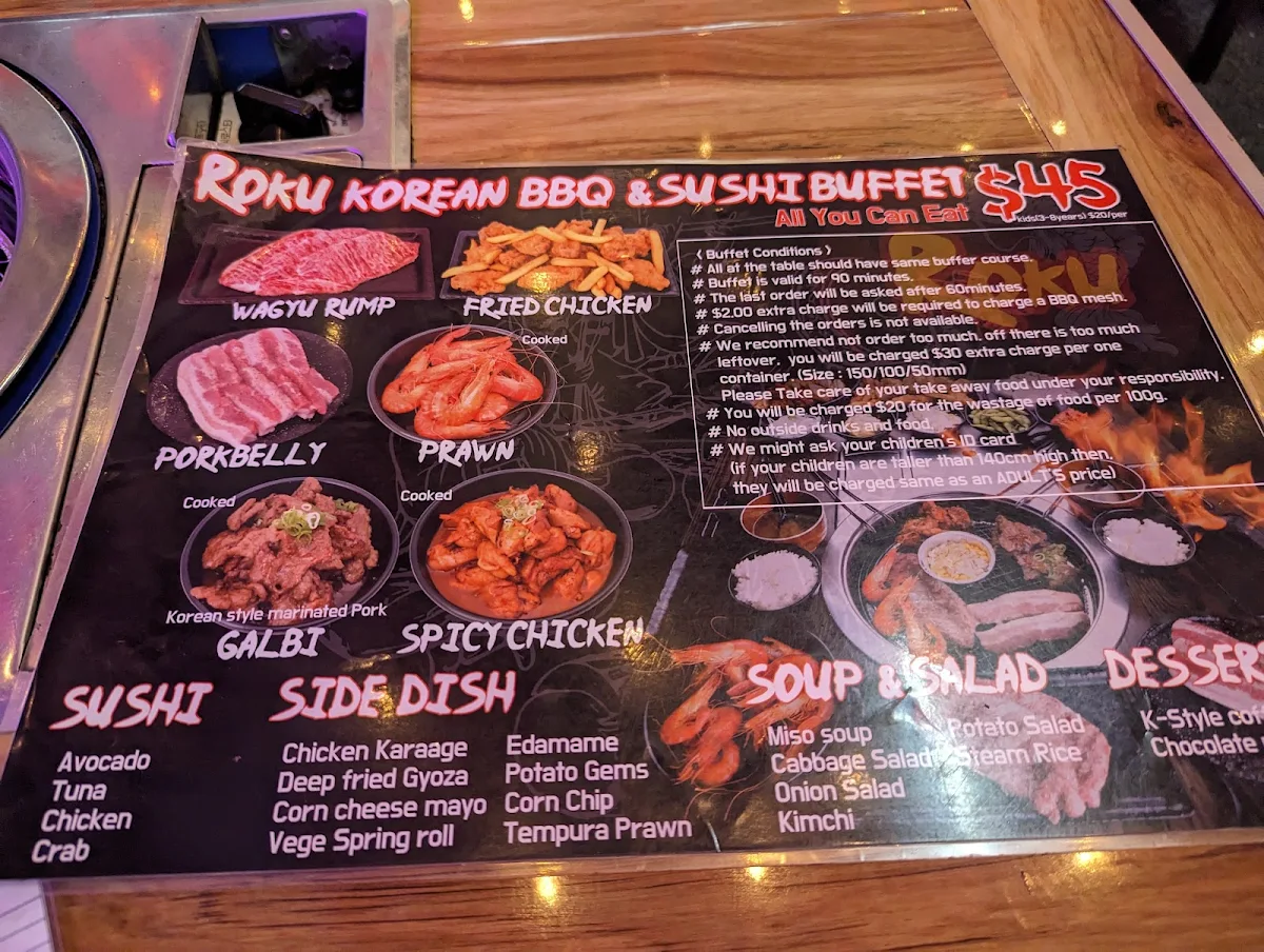 Menu, ROKU Sushi & Korean BBQ Bar