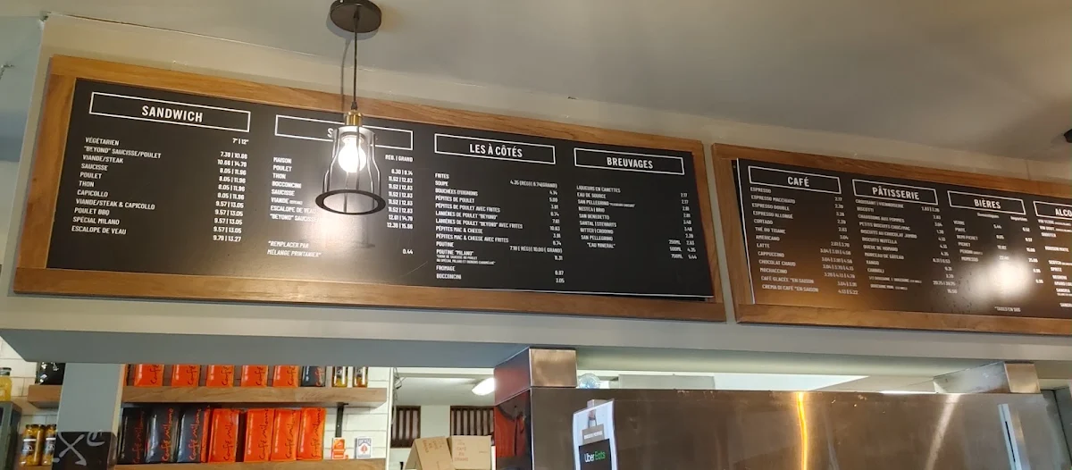 Menu, Café Milano Montréal