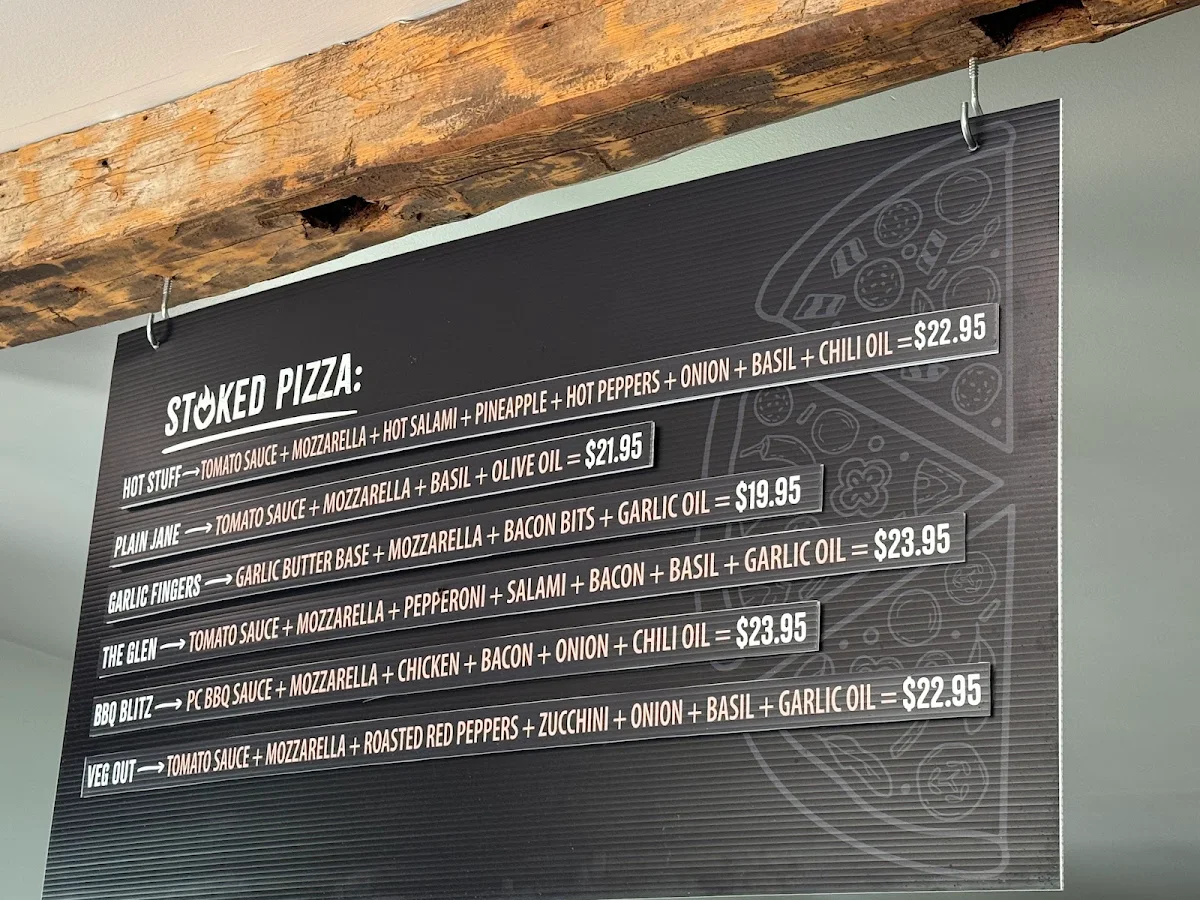 Menu, Stoked Pizza
