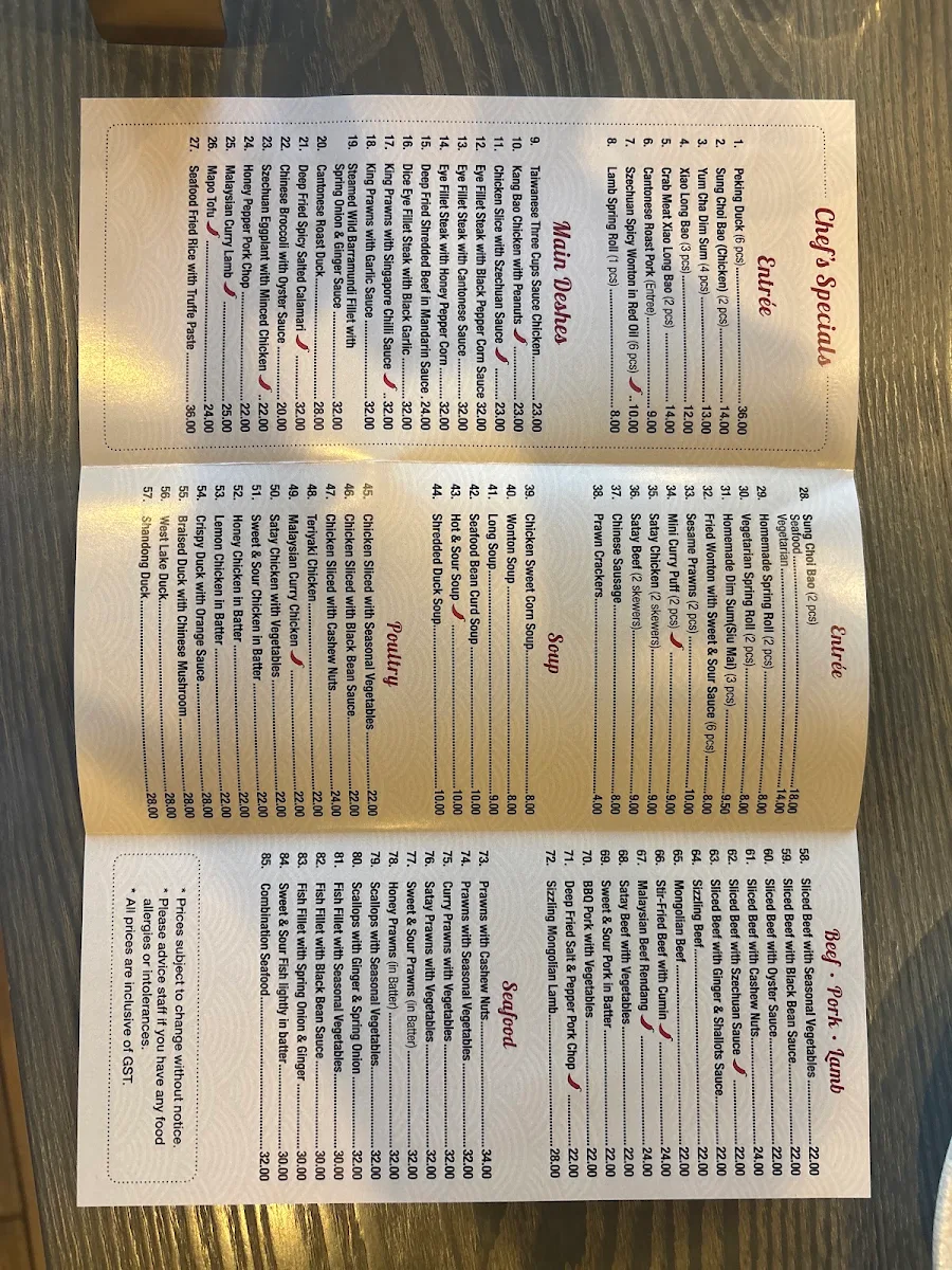 Menu, duck duck kitchen