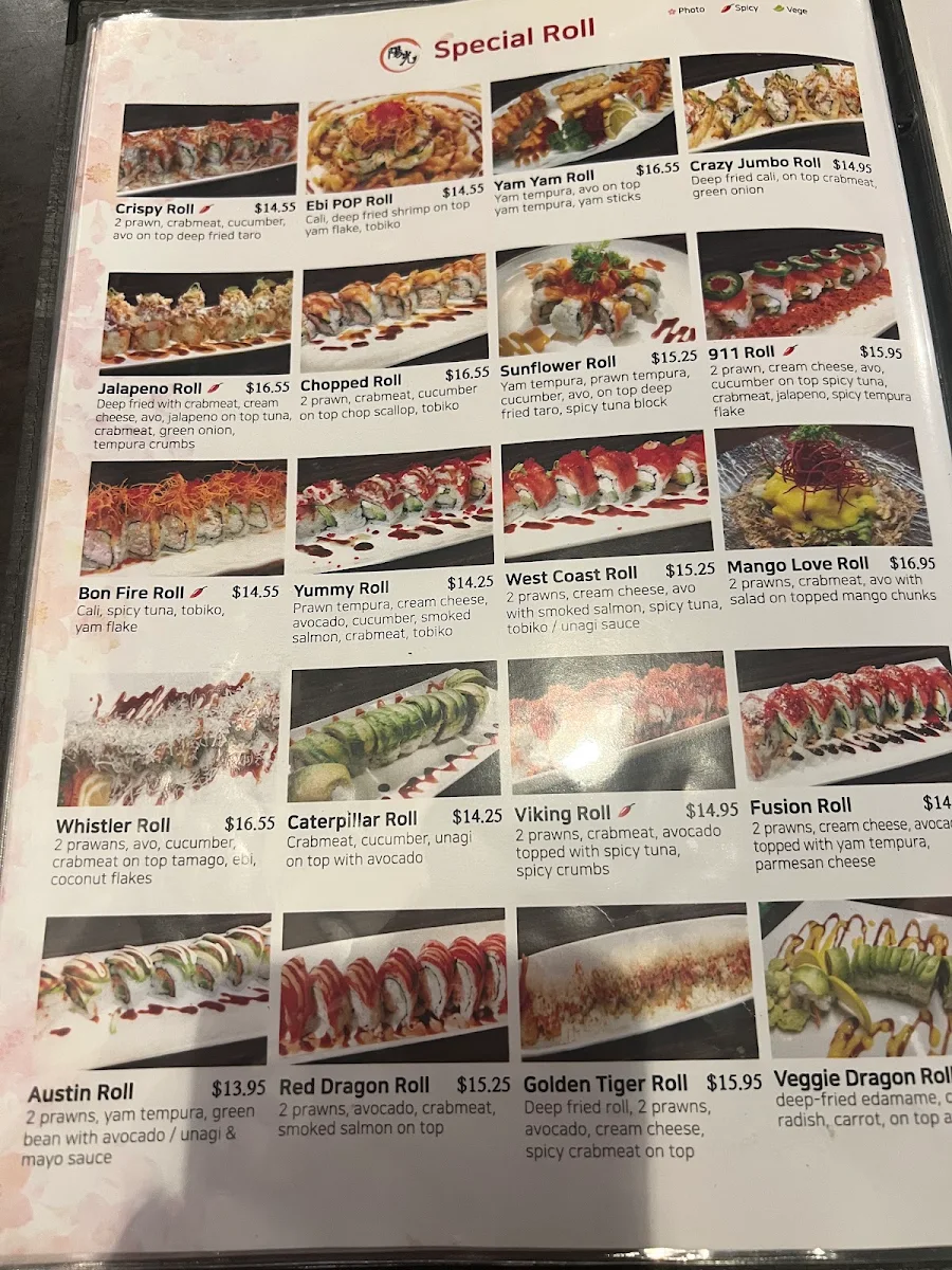Menu, Yoko Sushi