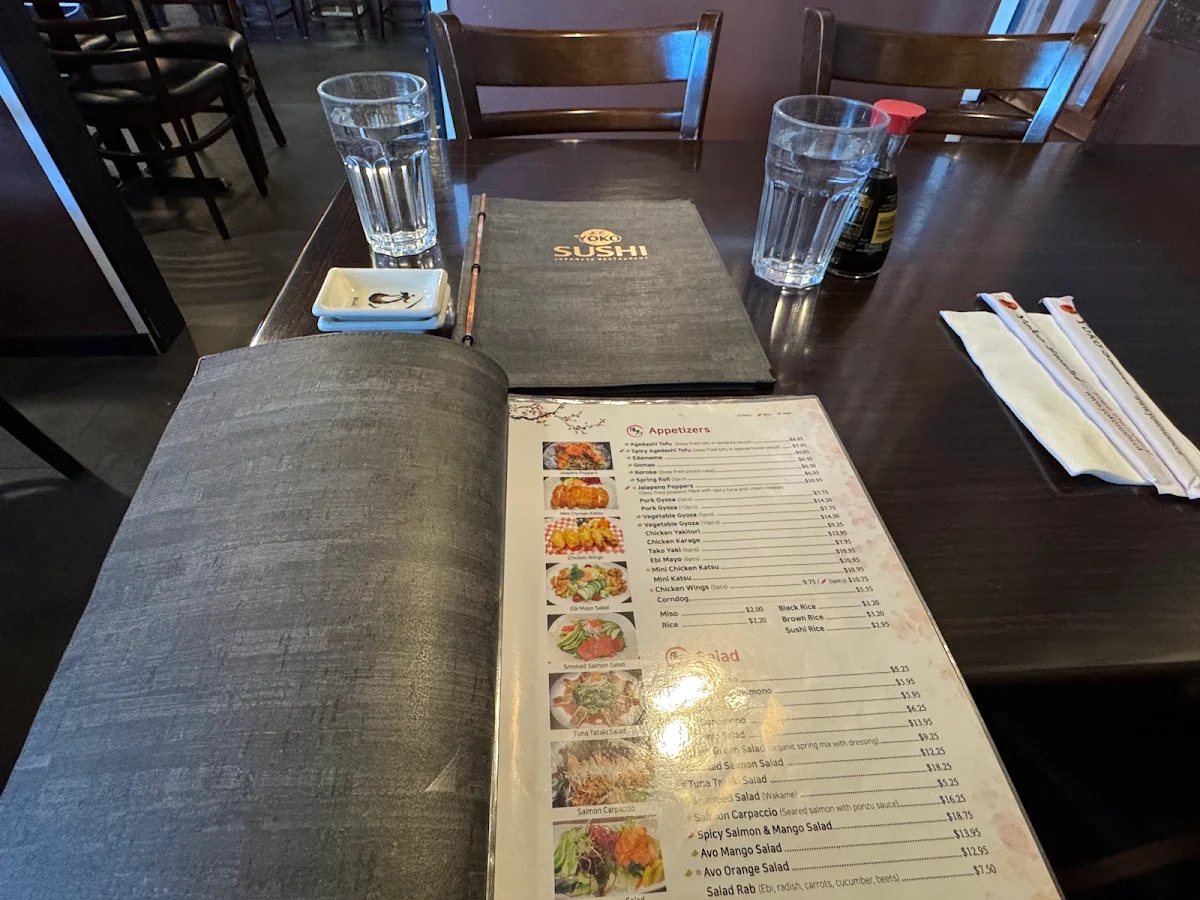 Menu, Yoko Sushi