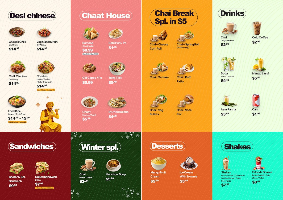 Menu, Sector 17