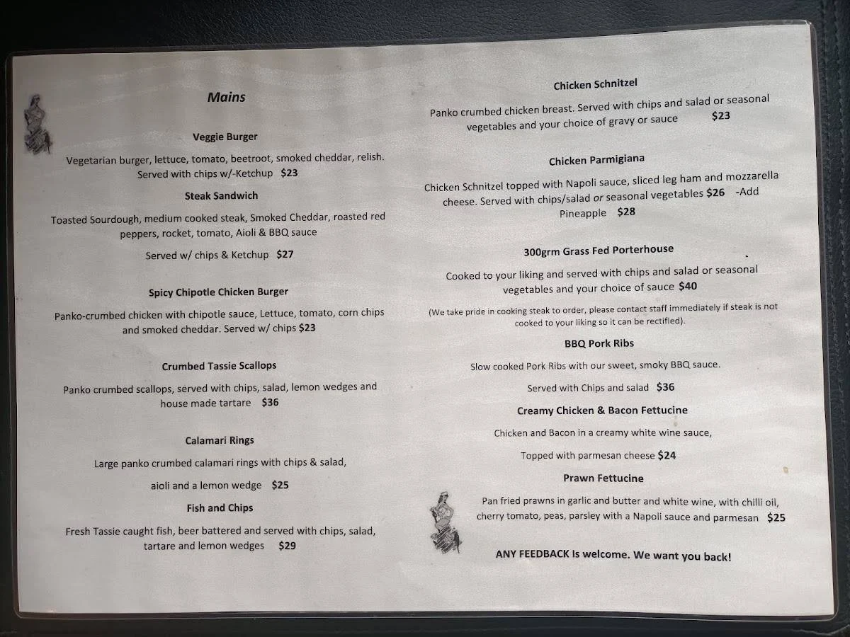 Menu, Gunners Arms Tavern