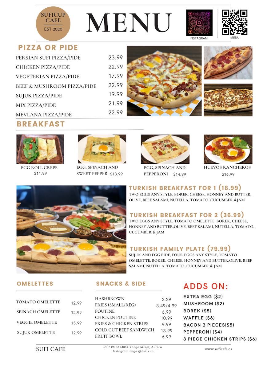 Menu, Suficup Turkish Breakfast