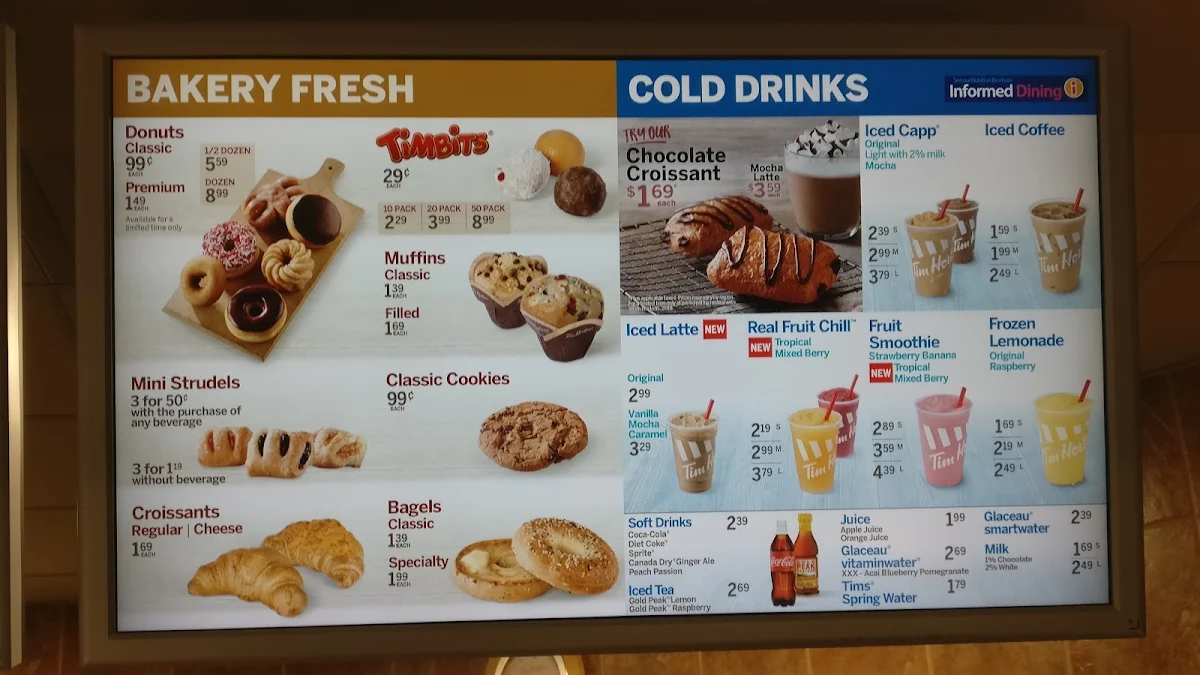Menu, Tim Hortons