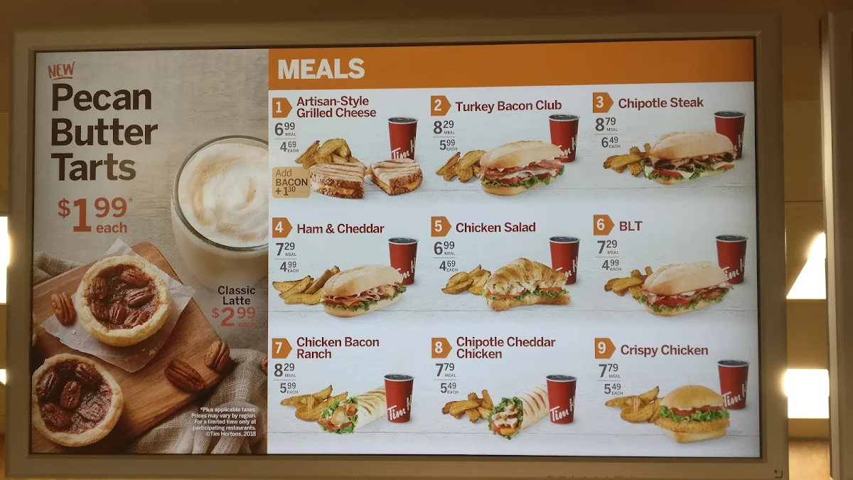 Menu, Tim Hortons