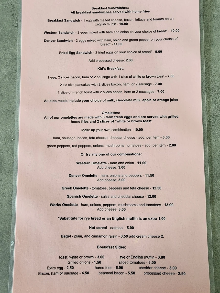 Menu, Lock Street Diner