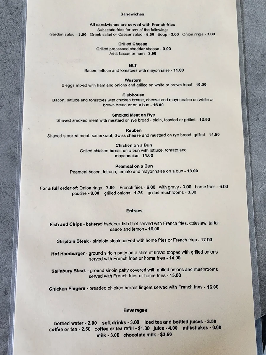 Menu, Lock Street Diner