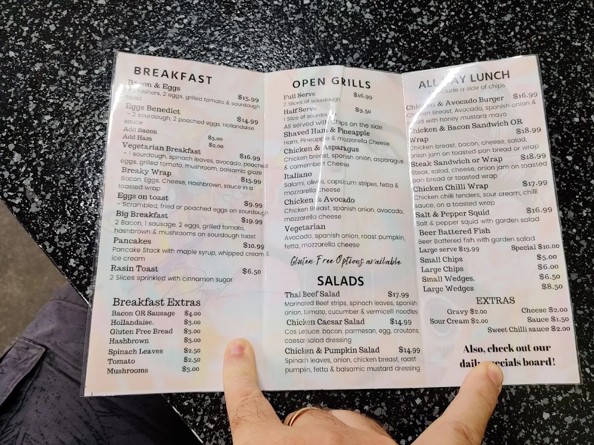 Menu, Café Delicious