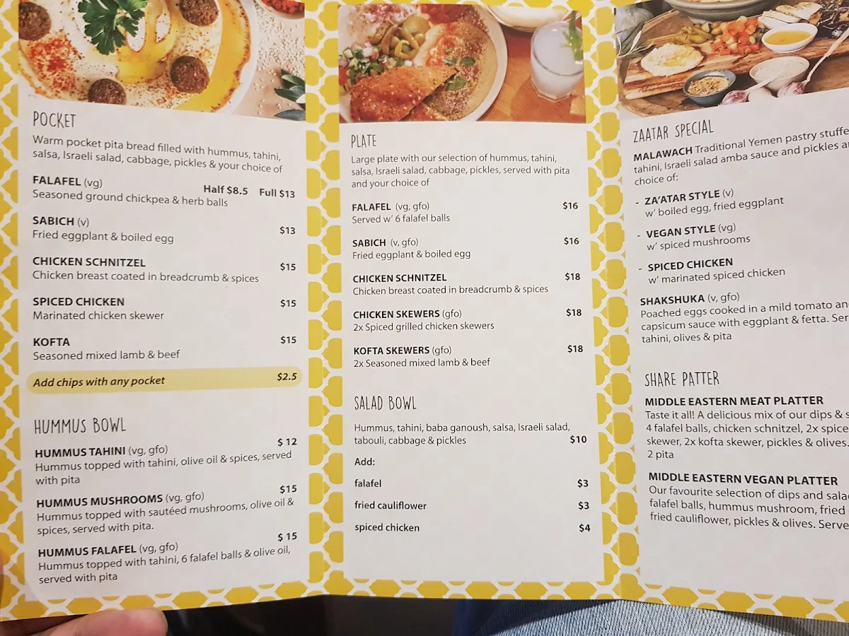 Menu, Za'atar Bellingen