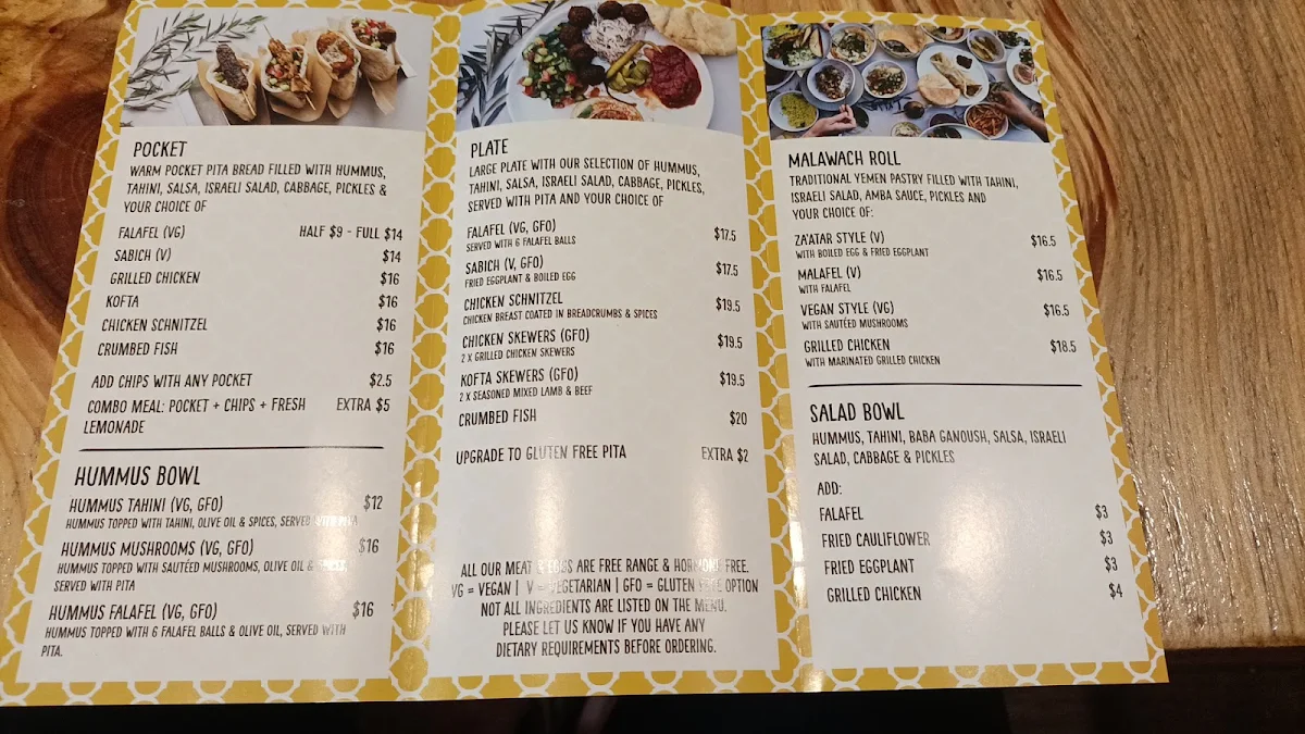 Menu, Za'atar Bellingen