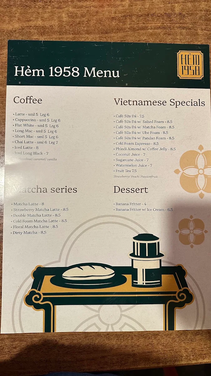Menu, Hẻm 1958