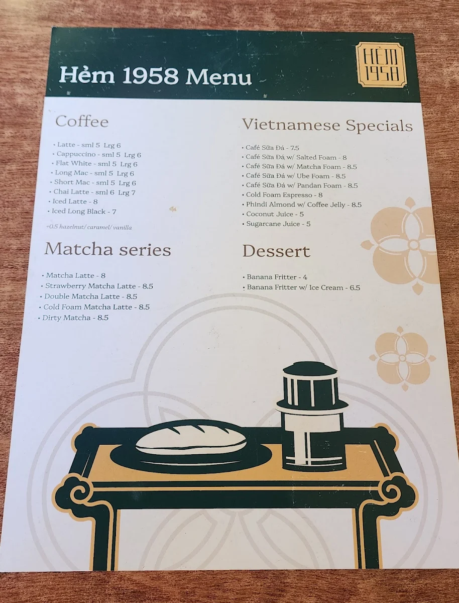 Menu, Hẻm 1958