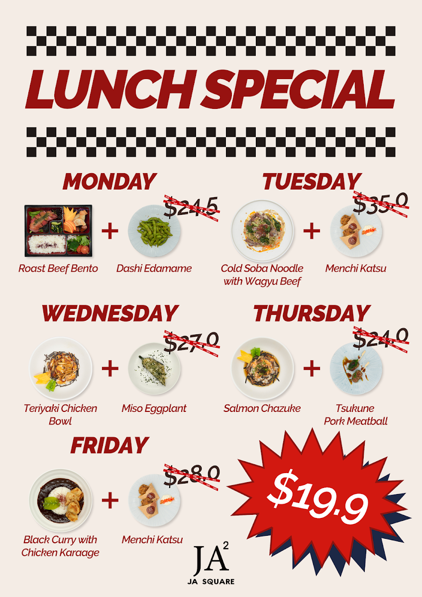 Menu, JA Square