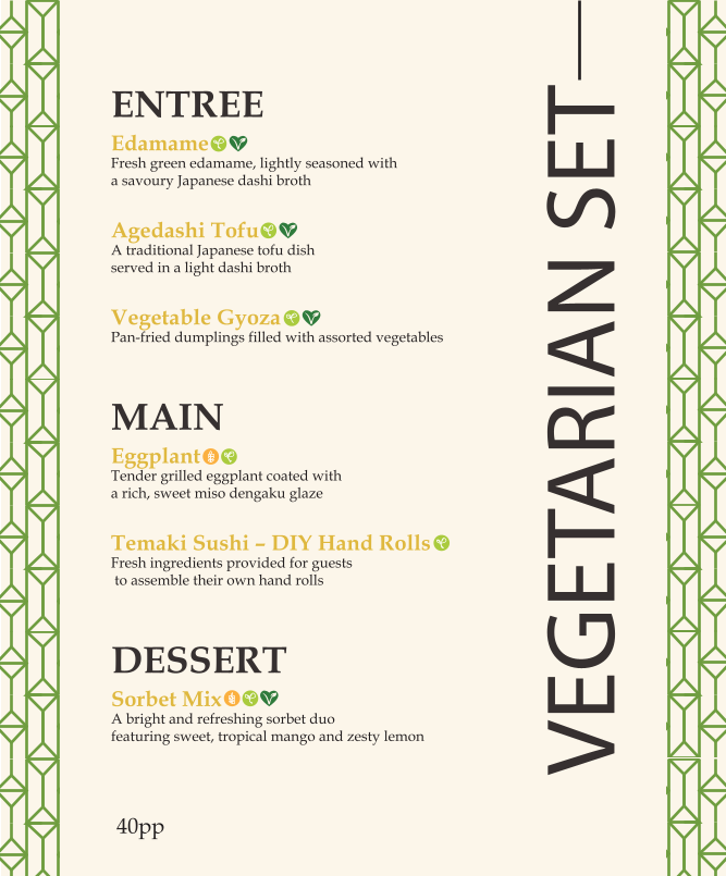 Menu, JA Square