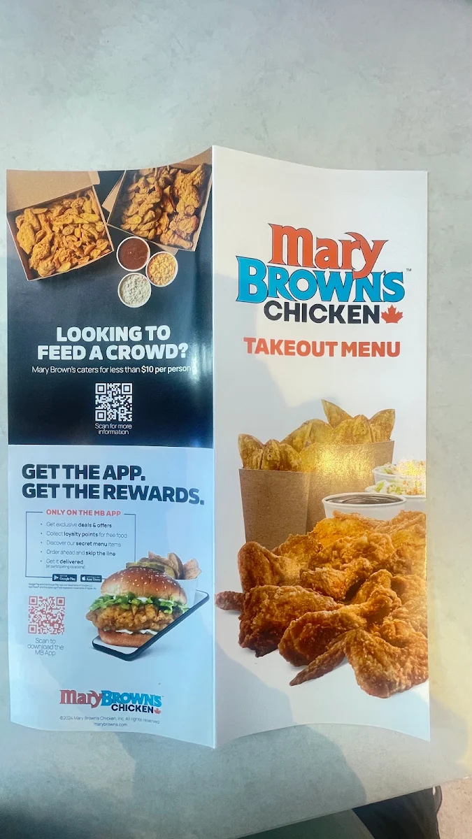 Menu, Mary Brown's Chicken